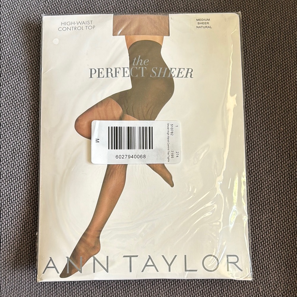 Ann Taylor Perfect Sheer High-Waist Control Top Hosiery Tights Medium Natural